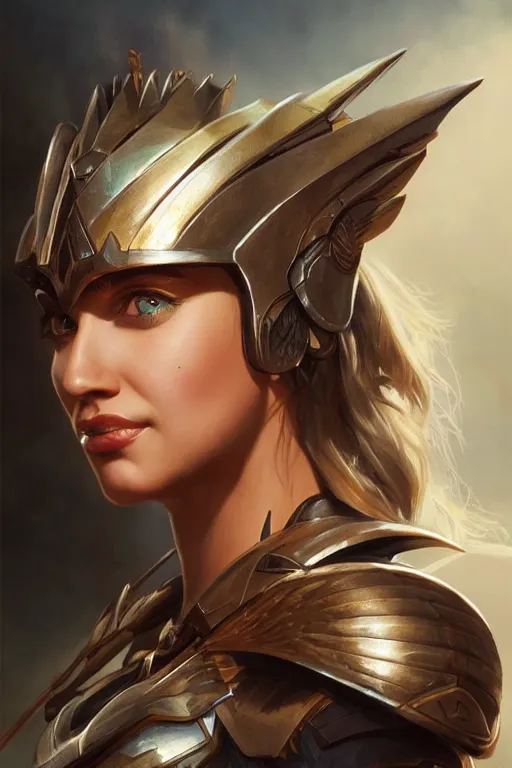 Image similar to amazon valkyrie athena, d & d, fantasy, portrait, highly detailed, headshot, digital painting, trending on artstation, concept art, sharp focus, illustration, art by artgerm and greg rutkowski and magali villeneuve