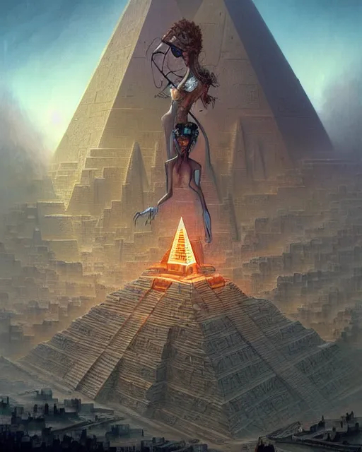Prompt: inside a pyramid made of pyramids and eyes fantasy character portrait, ultra realistic, wide angle, intricate details, blade runner artifacts, highly detailed by peter mohrbacher, boris vallejo, hajime sorayama aaron horkey, gaston bussiere, craig mullins