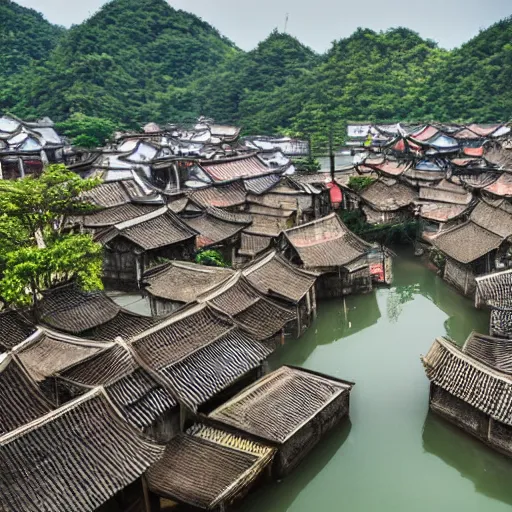 Image similar to water town in southern china, super realistic photo