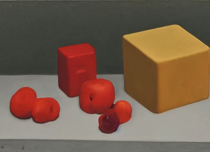 Prompt: a still life of a rubic's cube by John Currin