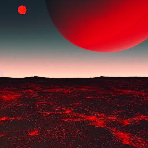 Image similar to photo of apocalypse landscape with full red Moon 8K