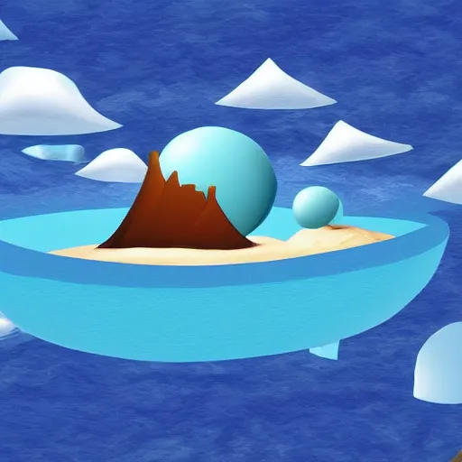 Prompt: blue floating island cartoon app background artwork, digital art, award winning