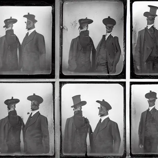 Prompt: tintype photographs, wide angle view, operators, in isolated suits, dissecting huge lovecraftian creatures