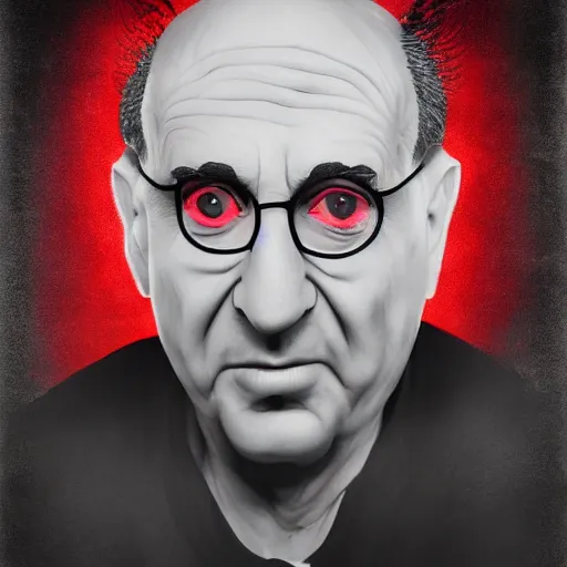 Image similar to avram glazer as the devil reincarnate, owner of manchester united football club, portrait, pure evil, devils horns, avram glazer, satan, hell, 8 k, hyperrealism, symmetry, cinematic lighting - h 9 6 0