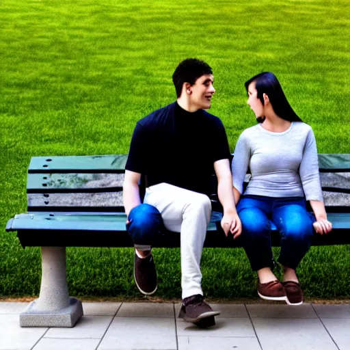 Image similar to a couple sitting on a park bench