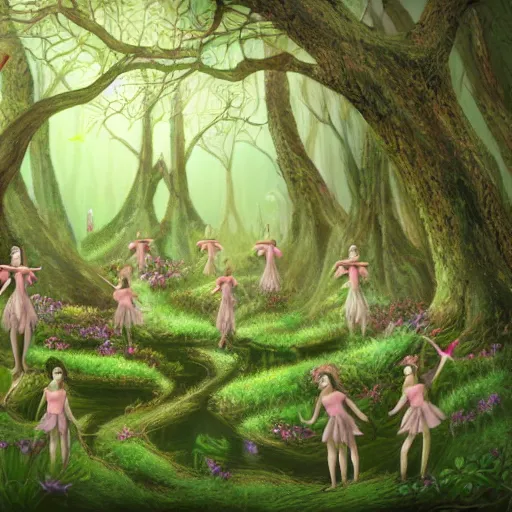 Image similar to a serene forest of faeries