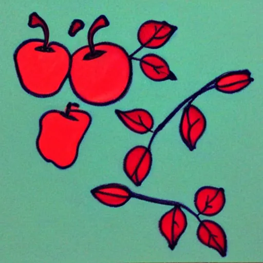 Prompt: shoe (red apple) lace ((blue pencil)) (((green leaf)))