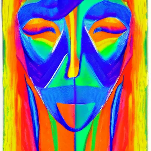 Prompt: abstract face made from narrow vertical streaks of color