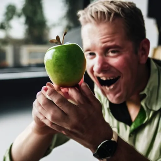 Image similar to Man eating a grenade like an apple