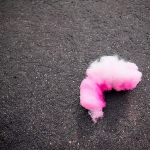 Image similar to photo of cotton candy that looks like a cute clown caterpillar