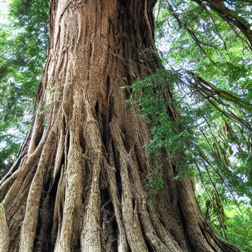 Image similar to an old tree standing taller then all others, living tree with human details.