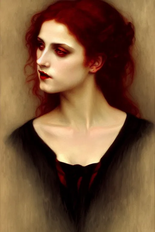 Image similar to victorian vampire, painting by rossetti bouguereau, detailed art, artstation