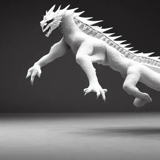 Image similar to the white dragon in the sports arena, octane render, realistic, unreal engine 5, raytracing, trending on artstation