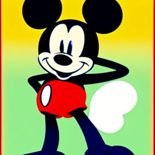 Prompt: Mickey Mouse smoking a big joint. He's stoned. His eyes are bloodshot