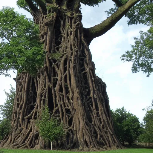 Prompt: the erdtree raising imposing to the skies, detailed puntillistic