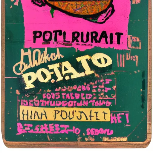 Image similar to potato feminine, alaskan road trip, circuit board made out of ham, basquiat