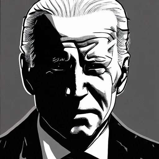 Image similar to Joe Biden looking sinister, by Tsutomu Nihei, highly detailed