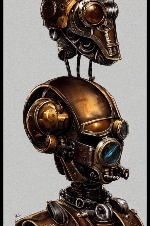 Image similar to steampunk helmet fantasy art mask robot ninja stylized digital illustration sharp focus, elegant intricate digital painting artstation concept art global illumination ray tracing advanced technology chaykin howard and campionpascale and cooke darwyn and davis jack