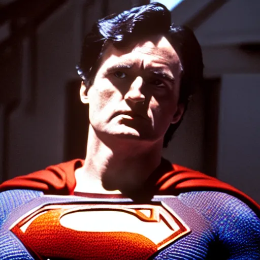 Image similar to Richard Dawkins as superman, movie still, 4K, high quality