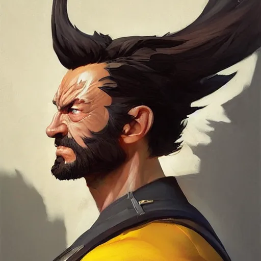 Image similar to Greg Manchess portrait painting of Wolverine as Overwatch character, medium shot, asymmetrical, profile picture, Organic Painting, sunny day, Matte Painting, bold shapes, hard edges, street art, trending on artstation, by Huang Guangjian and Gil Elvgren and Sachin Teng