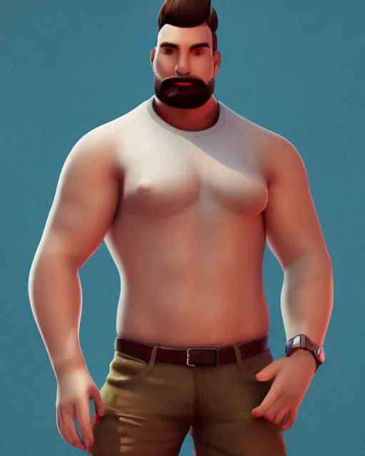 Image similar to hot daddy, 3 2 - year - old, short stubble, muscle summer shirt, character design, octane render, by artstation, 8 k, artbreeder