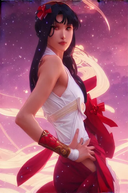 Prompt: sailor mars, fantasy, intricate, elegant, highly detailed, digital painting, artstation, concept art, matte, sharp focus, illustration, art by Artgerm and Greg Rutkowski and Alphonse Mucha