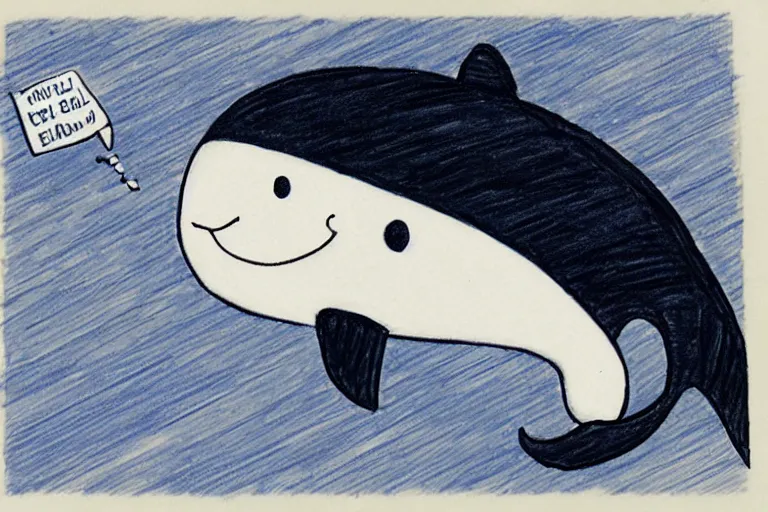 Prompt: anime drawing of a cute whale checking her email