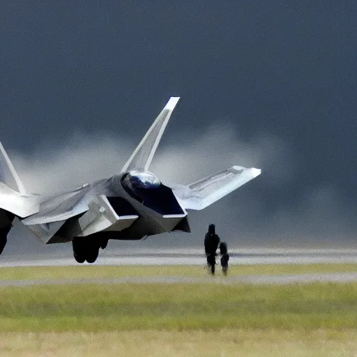 Prompt: f-22 raptor, battle-scared