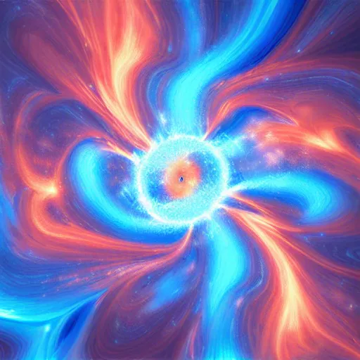 Image similar to gravitational galactic maelstrom, blue fire, vray, highly detailed, psychedelic