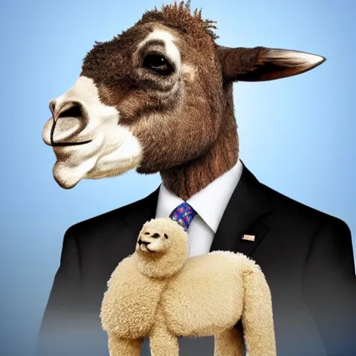 Prompt: Obama hybrid with a Llama