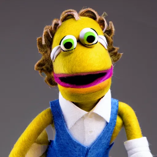 Image similar to morty smith as a muppet. highly detailed felt. hyper real photo. 4 k.