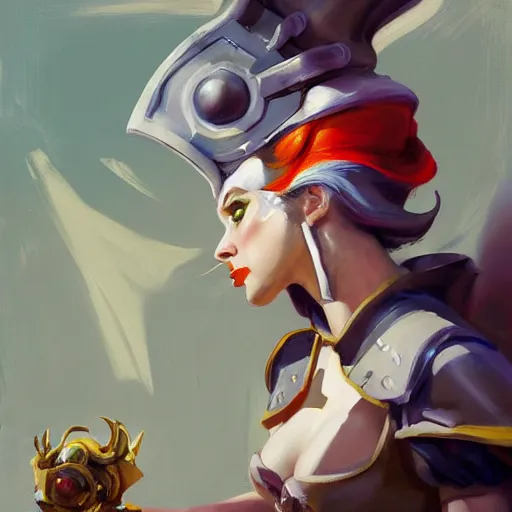 Image similar to greg manchess portrait painting of partially armored alice from alice in wonderland as overwatch character, medium shot, asymmetrical, profile picture, organic painting, sunny day, matte painting, bold shapes, hard edges, street art, trending on artstation, by huang guangjian, gil elvgren, ruan jia, randy vargas, greg rutkowski