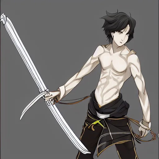 Prompt: anime fencer, male, fantasy, battlefield, sword drawn,