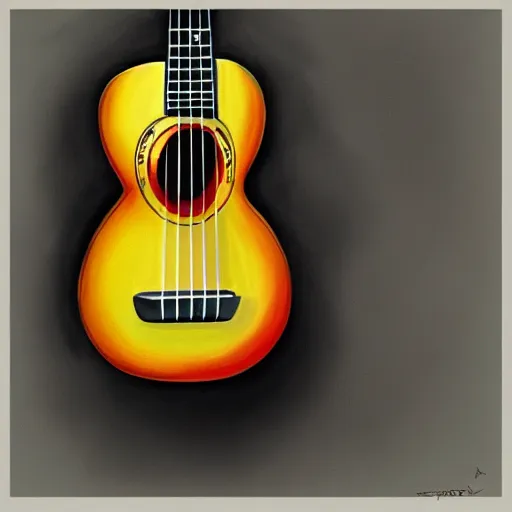 Image similar to highly detailed painting of an ukulele, digital painting, artstation, realistic