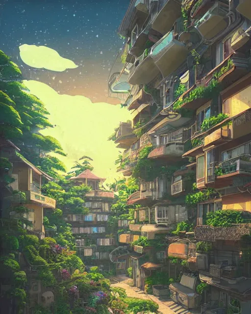 Image similar to detailed photo of solarpunk house, 8 k, by studio ghibli, alena aenami, trending on deviantart, hyper detailed, beautiful lighting, epic environment