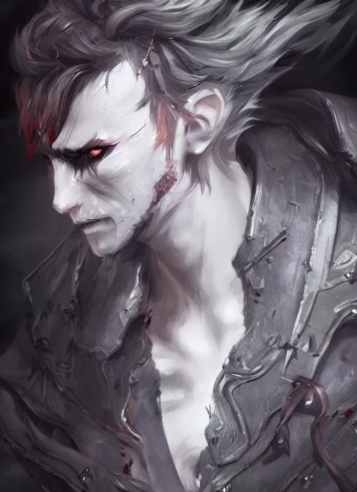 Image similar to detailed beautiful cool male character art depicting a creepy vampire monster, concept art, depth of field, on amino, by sakimichan patreon, wlop, weibo, bcy. net, colorhub. me high quality art on artstation.