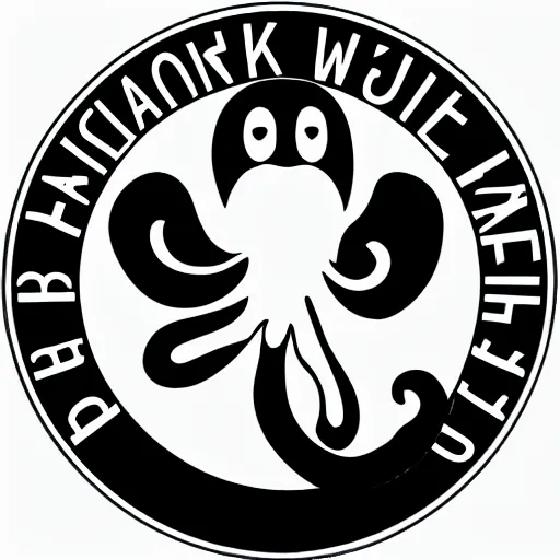 Image similar to intricate black and white logo of an octopus.