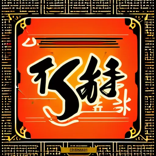 Image similar to square flyer design with bright and colourful vintage typographic Japanese kanji, layout design, illustrator vector graphics