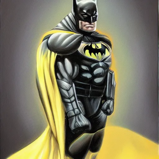 Image similar to A portrait painting of the muscular batman