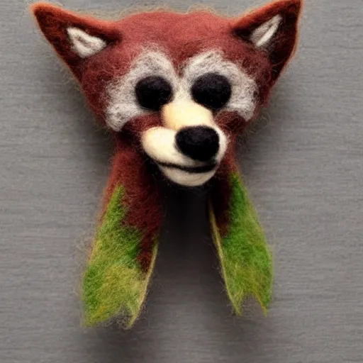 Prompt: a needle felted coyote, needle felting art.