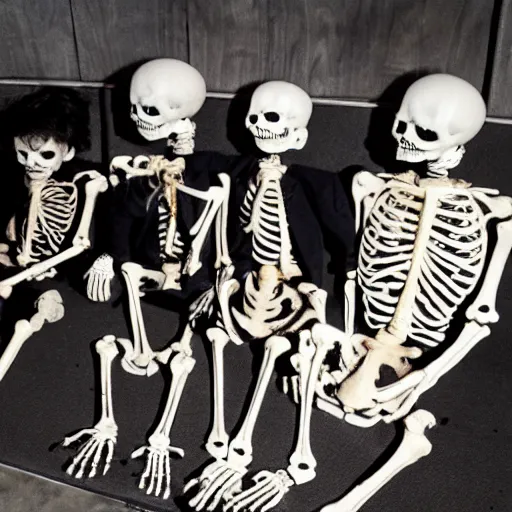 Prompt: the skeleton children visited johnny while he was sleeping