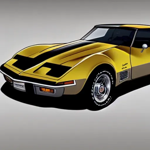 Image similar to concept art of a 1 9 7 9 yellow stingray corvette