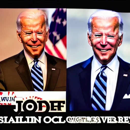 Image similar to smiling joe biden with glowing eyes