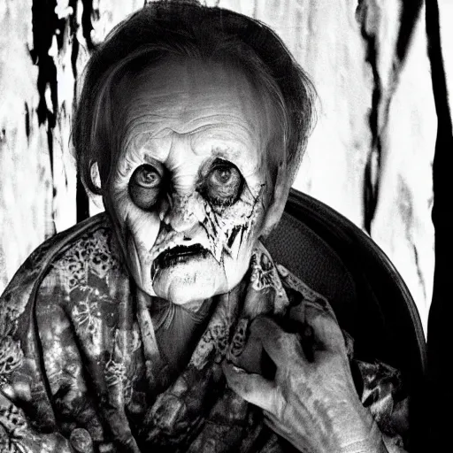 Scary Movie White Face Grandma Graphic · Creative Fabrica