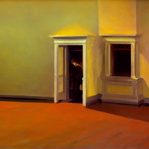 Prompt: the fellowship of the ring, painted by edward hopper, 4 k