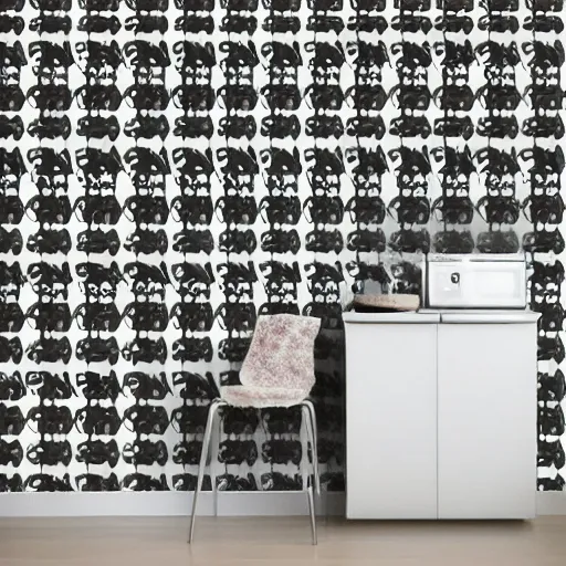 Image similar to modern kitchen wallpaper design. expensive. piggy pattern.