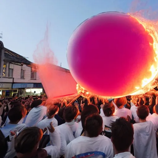 Image similar to inflatable bubble of chewing gum on fire