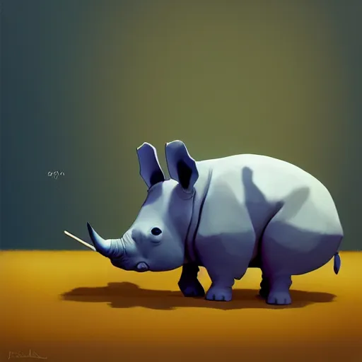 Prompt: goro fujita ilustration a happy little rhinoceros sitting by goro fujita, painting by goro fujita, sharp focus, highly detailed, artstation