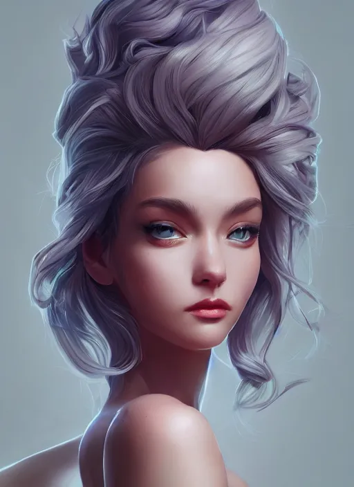 Image similar to beautiful fashion goddness, strapless dress, character portrait in the style of thomas river and artgerm, wlop, cinematic lighting, hyperdetailed, 8 k realistic, symmetrical, global illumination, radiant light, halo, love and mercy, frostbite 3 engine, cryengine, dof, trending on artstation, digital art, chanel