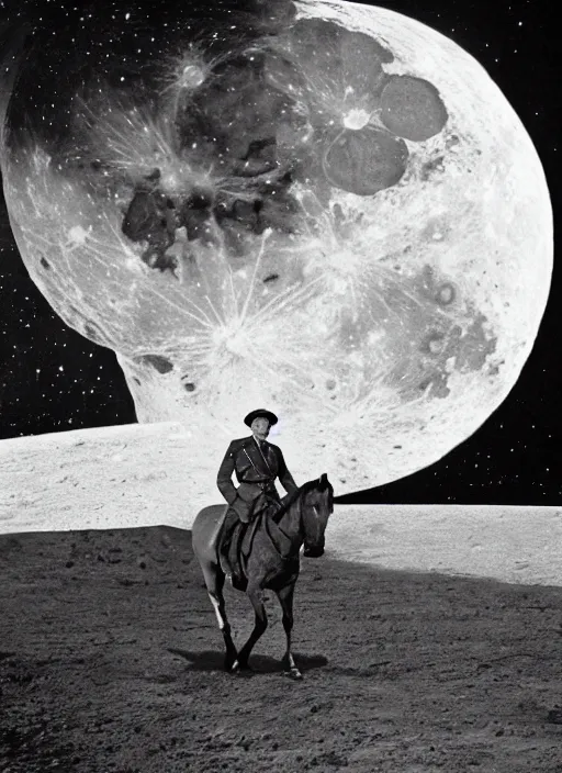 Prompt: hitler riding a horse in the moon